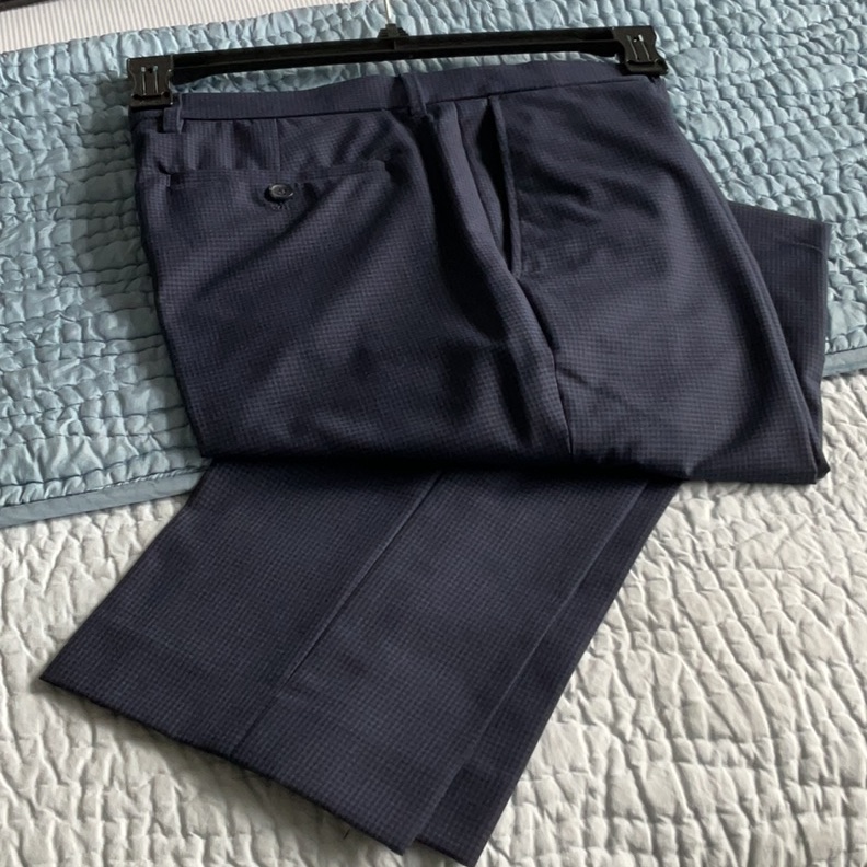 Banana Republic Navy Fine Houndstooth Check Trousers